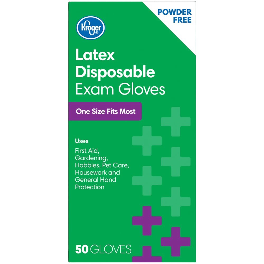 slide 3 of 6, Kroger Powder-Free Latex Disposable Exam Gloves, 50 ct