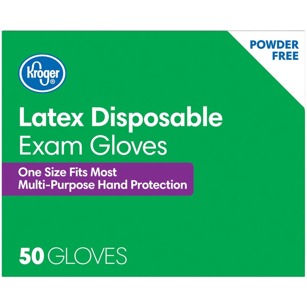 slide 5 of 6, Kroger Powder-Free Latex Disposable Exam Gloves, 50 ct