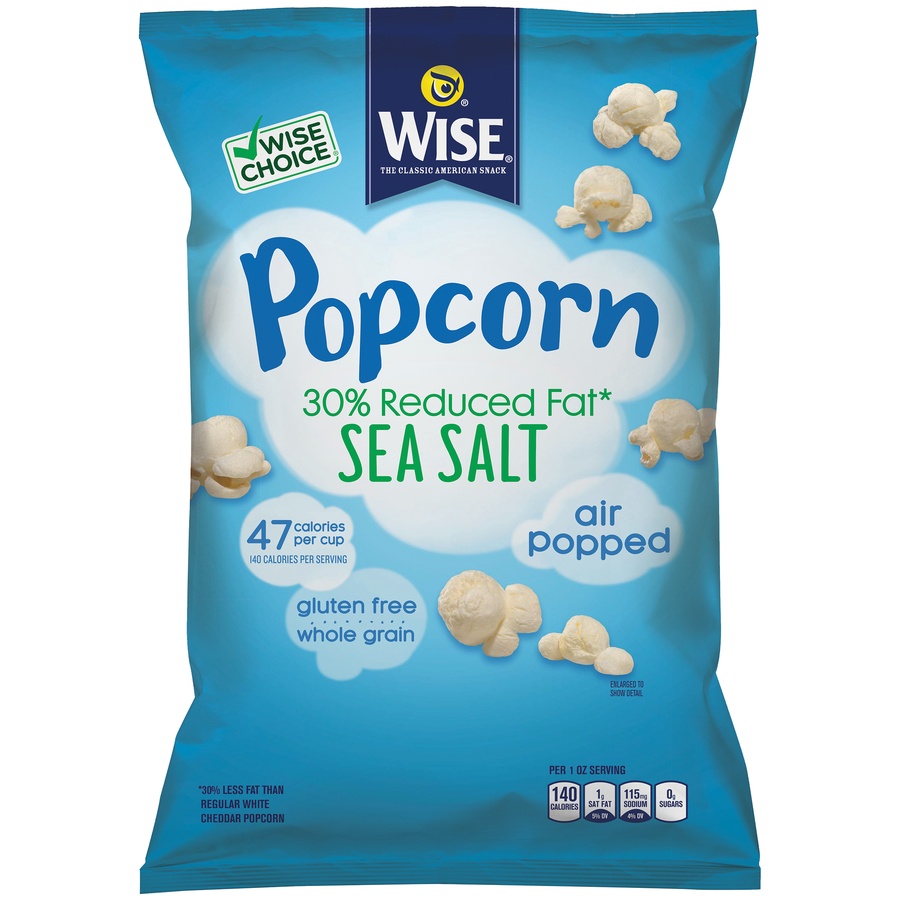 slide 1 of 1, Wise 30% Reduced Fat Sea Salt Popcorn, 5.5 oz