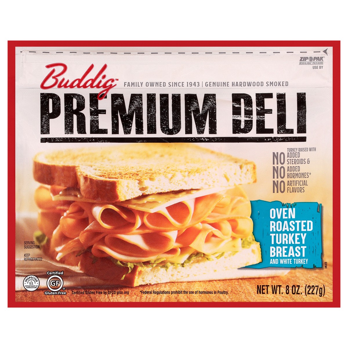 slide 1 of 7, Buddig Premium Deli Oven Roasted Turkey Breast and White Turkey 8 oz. ZIP-PAK, 