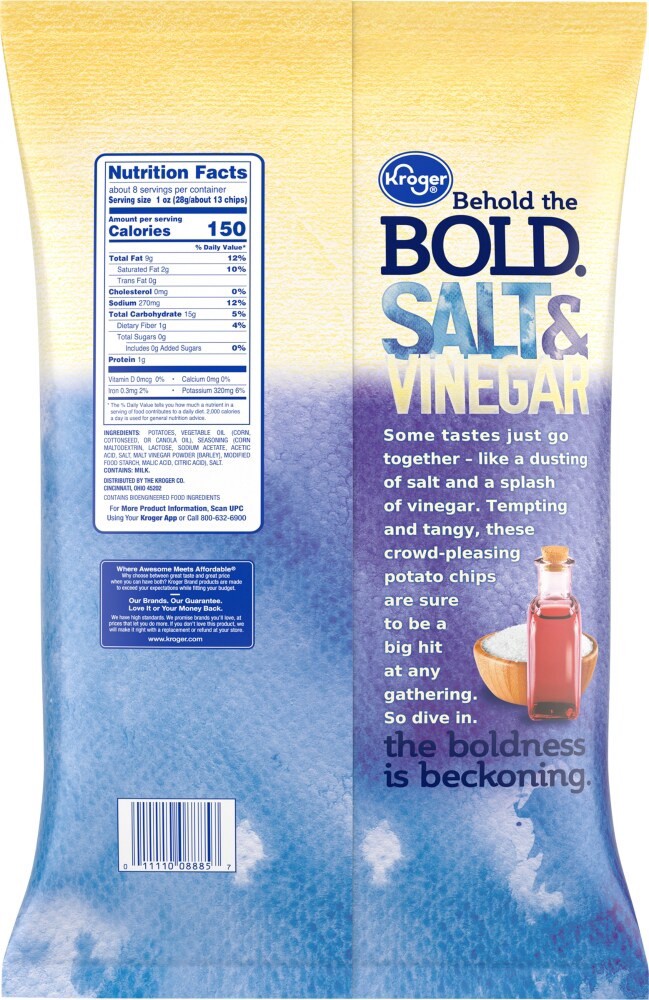 slide 2 of 2, Kroger Salt & Vinegar Flavored Potato Chips, 7.75 oz
