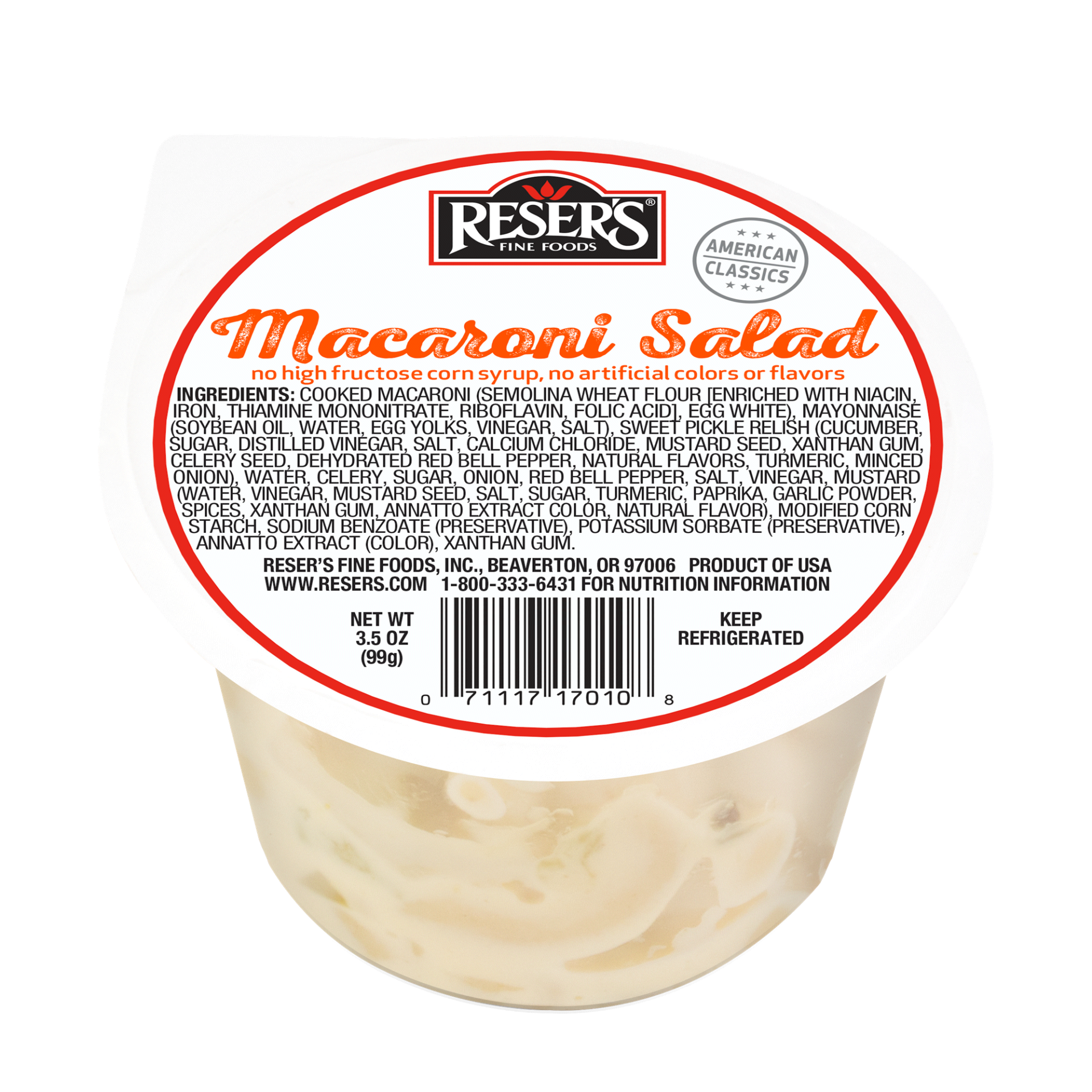 slide 1 of 1, Reser's Reser Macaroni Salad, 3.5 oz