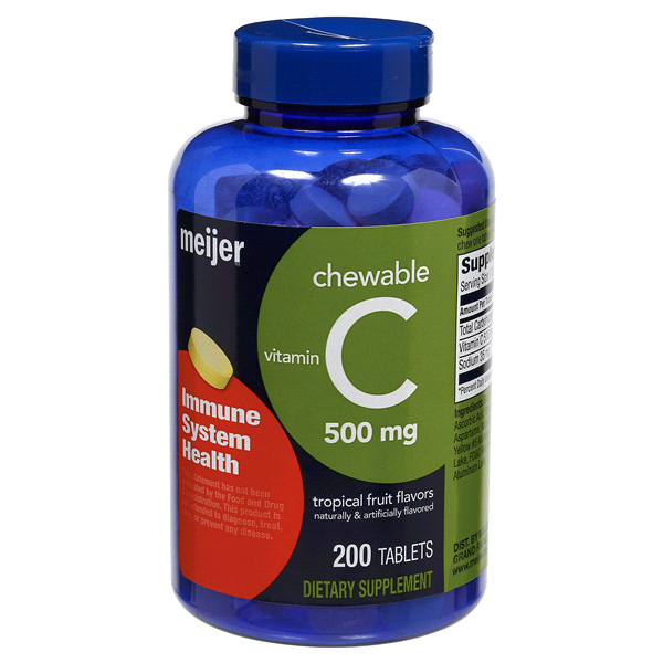 slide 1 of 1, Meijer Chewable Vitamin C 500 mg, Tropical Fruit, 200 ct