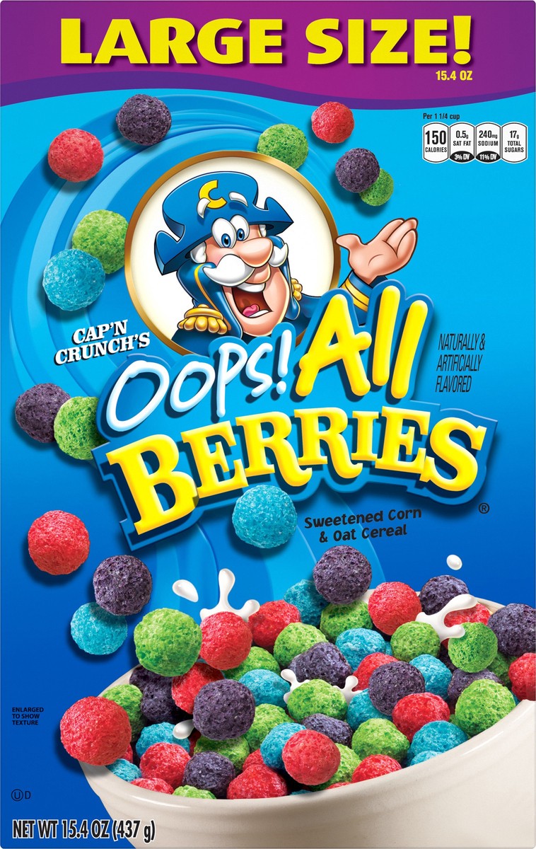 slide 5 of 6, Cap'n Crunch's Oops! All Berries Corn & Oat Breakfast Cereal, 15.4 oz