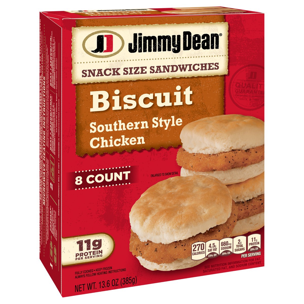 slide 7 of 14, Jimmy Dean Snack Size Biscuit Breakfast Sandwiches with Southern Style Chicken, Frozen, 8 Count, 385.55 g