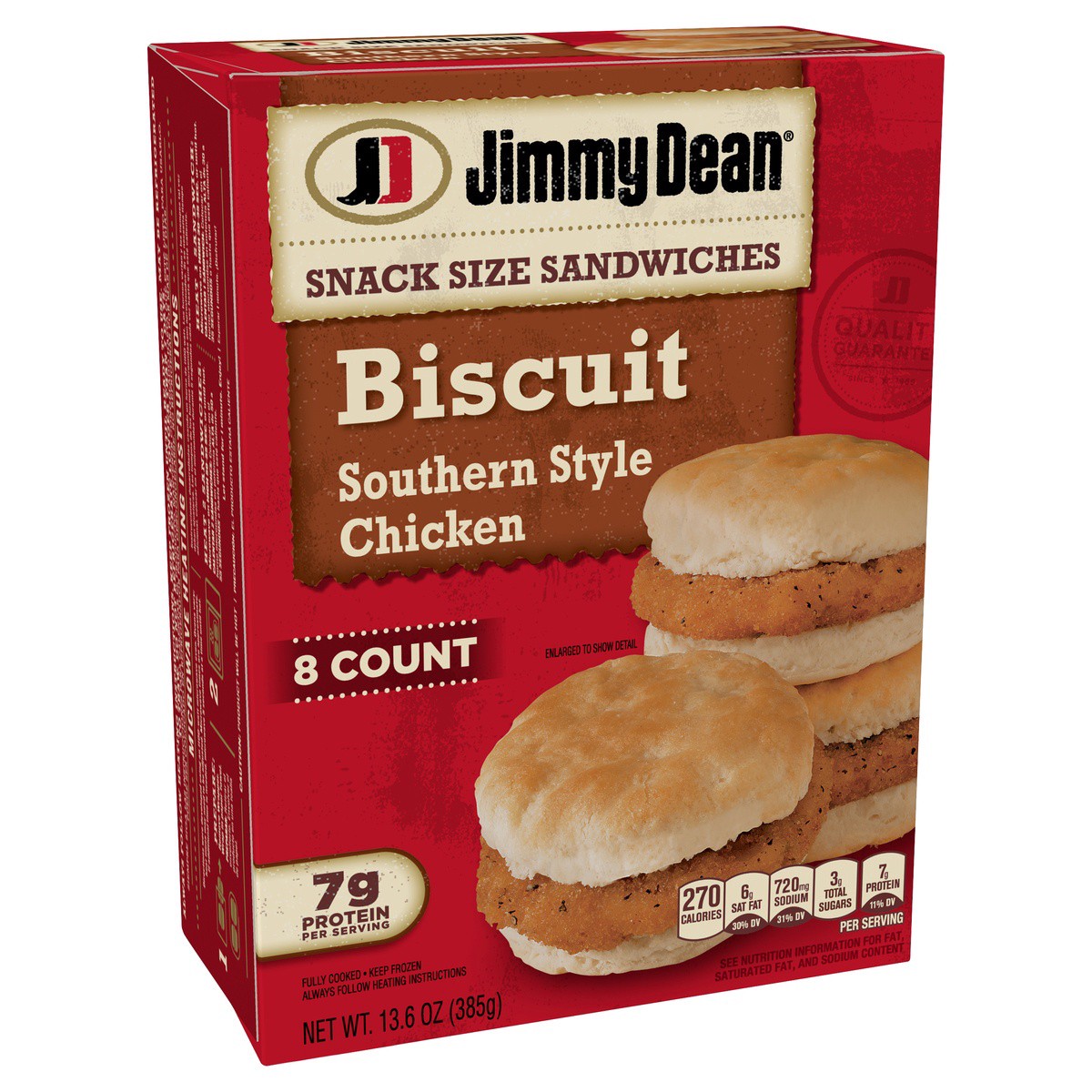 slide 8 of 14, Jimmy Dean Snack Size Biscuit Breakfast Sandwiches with Southern Style Chicken, Frozen, 8 Count, 385.55 g