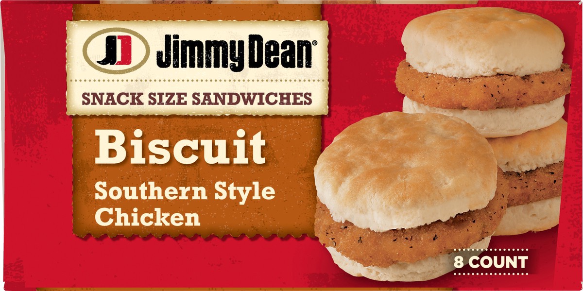 slide 3 of 14, Jimmy Dean Snack Size Biscuit Breakfast Sandwiches with Southern Style Chicken, Frozen, 8 Count, 385.55 g