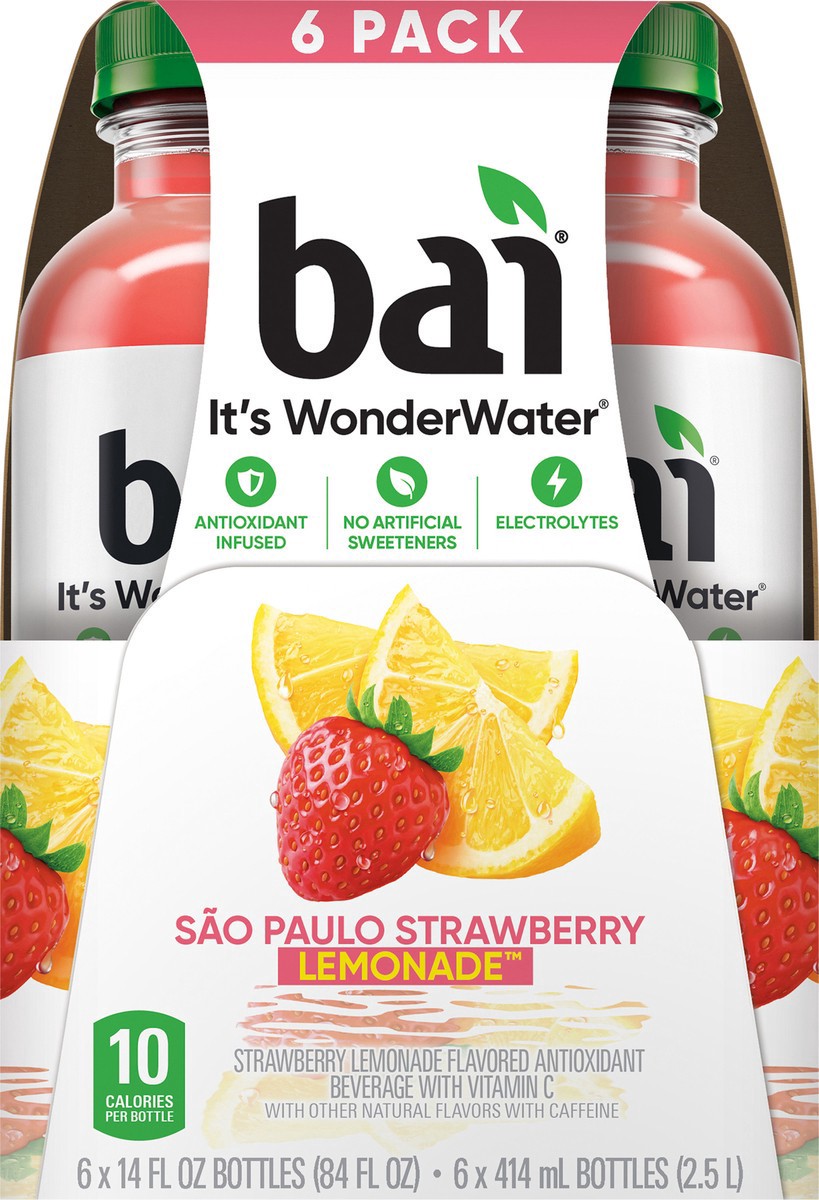 slide 4 of 11, Bai Antioxidant Infused Water Beverage, São Paulo Strawberry Lemonade, 14 fl oz Bottles, 6 Pack, 6 ct