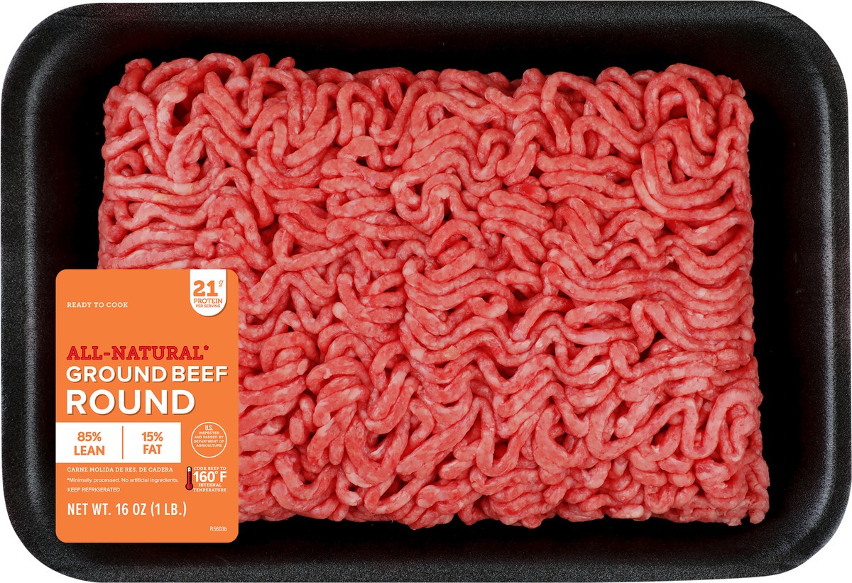 slide 2 of 3, Tyson 85%/15% All Natural Round Ground Beef 16 oz, 16 oz