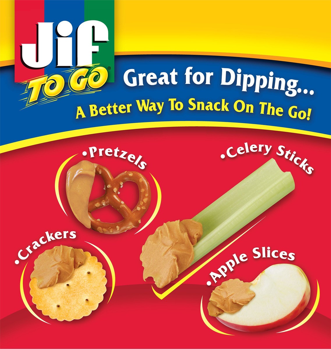 slide 6 of 8, Jif To Go Creamy Peanut Butter, 3- 1.5 Ounce Cups, Smooth and Creamy Texture, Snack Size Packs, 3 ct