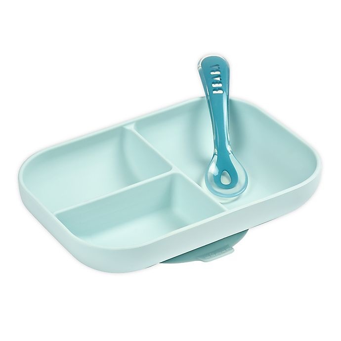 slide 1 of 5, BÉABA Silicone Suction Meal Set - Sky Blue, 2 ct