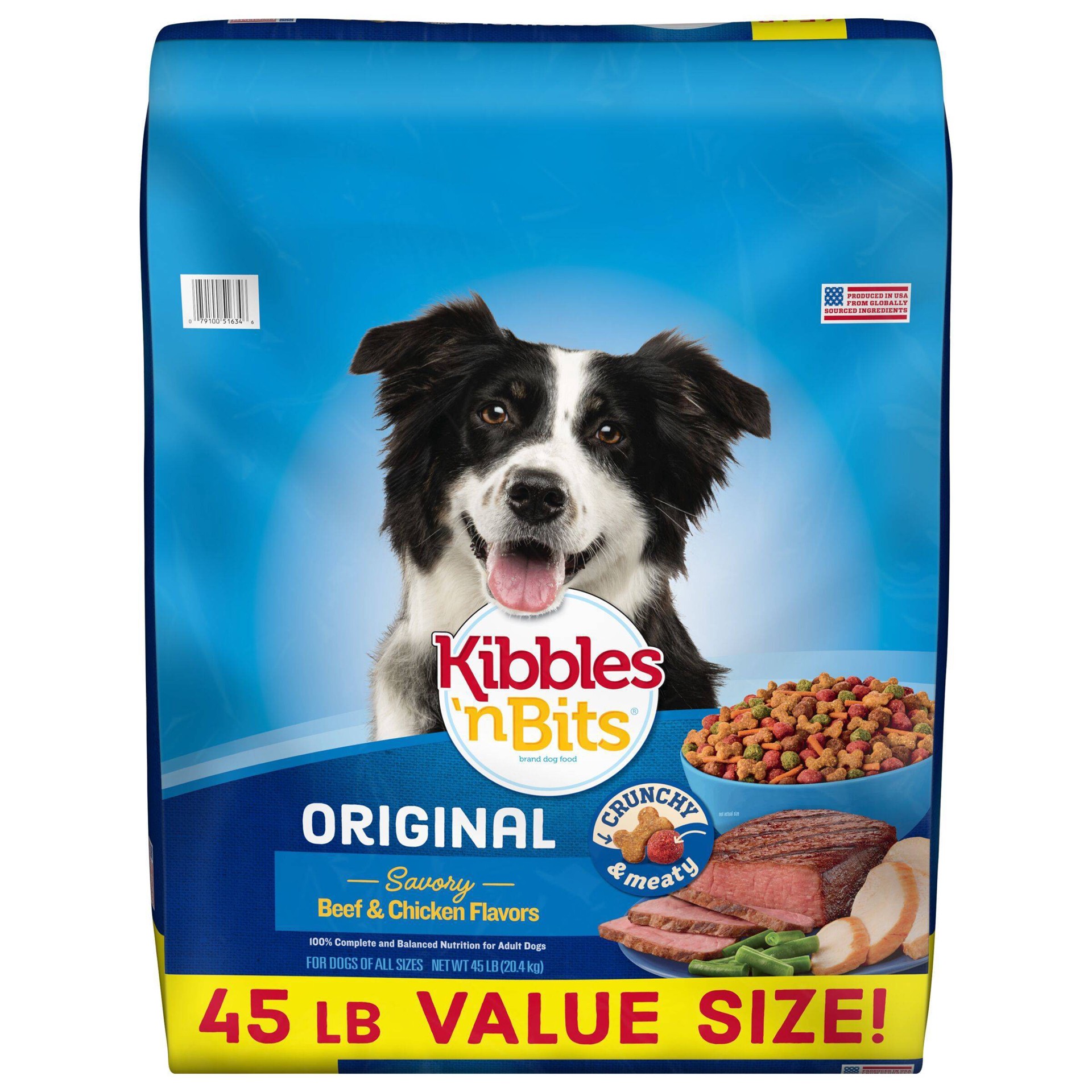 slide 1 of 1, Kibbles 'n Bits Original Savory Beef & Chicken Flavors Dry Dog Food, 50 lb