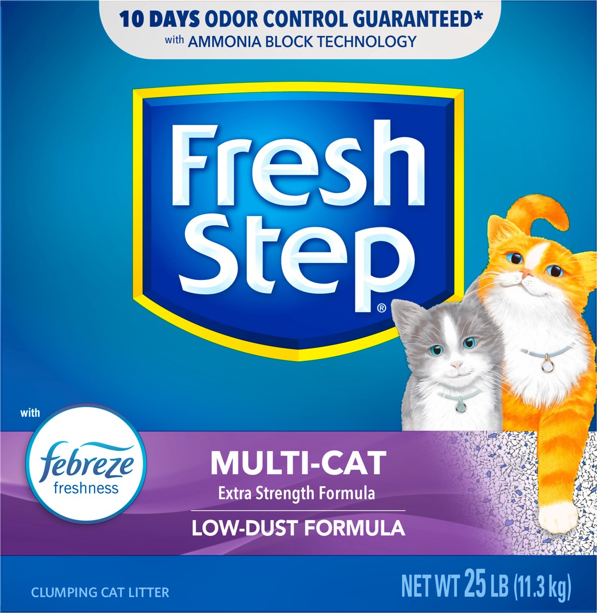 slide 9 of 9, Fresh Step Multi-Cat With Febreze Freshness Scented Clumping Cat Litter, 25 lb