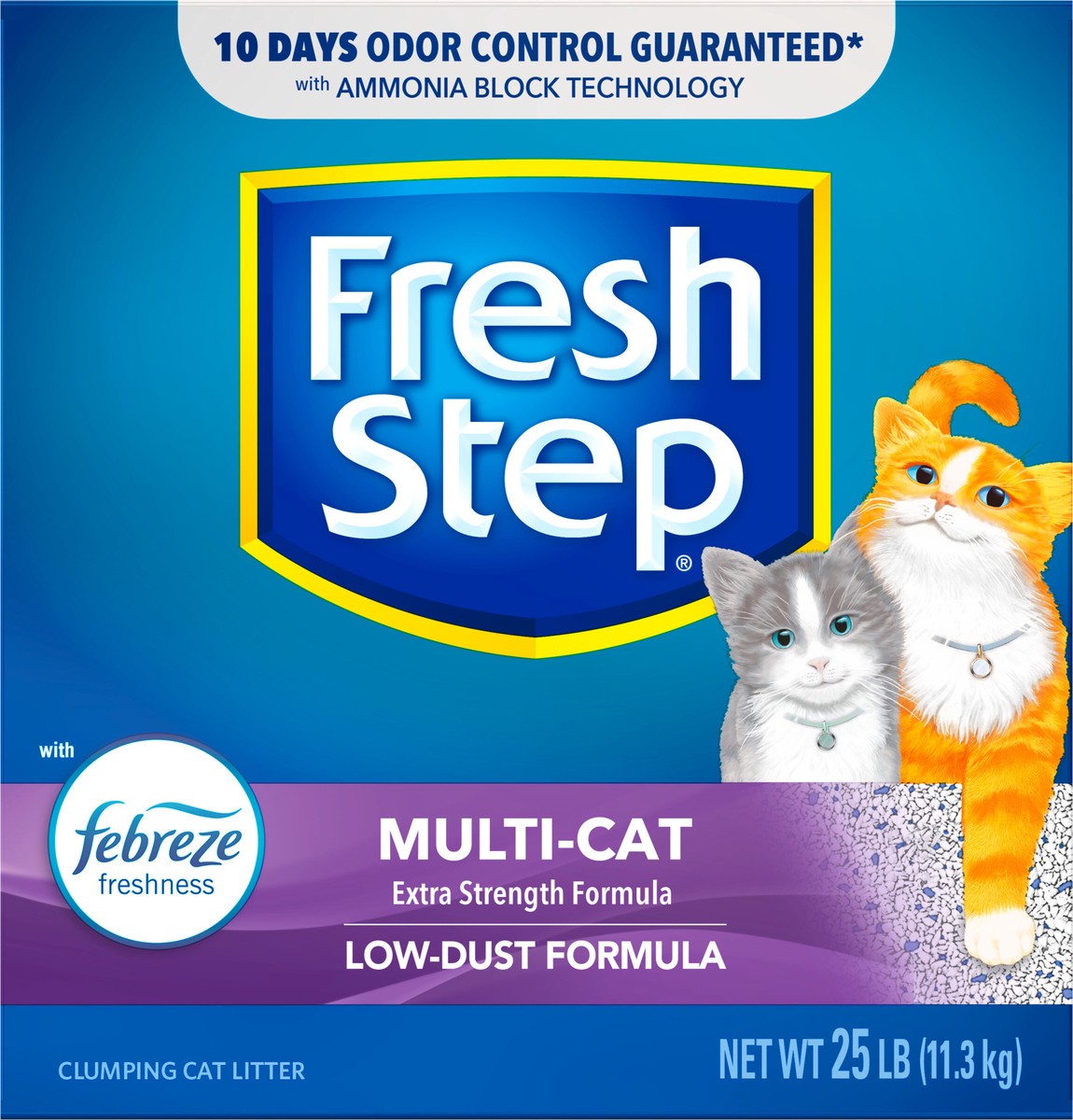 slide 8 of 9, Fresh Step Multi-Cat With Febreze Freshness Scented Clumping Cat Litter, 25 lb