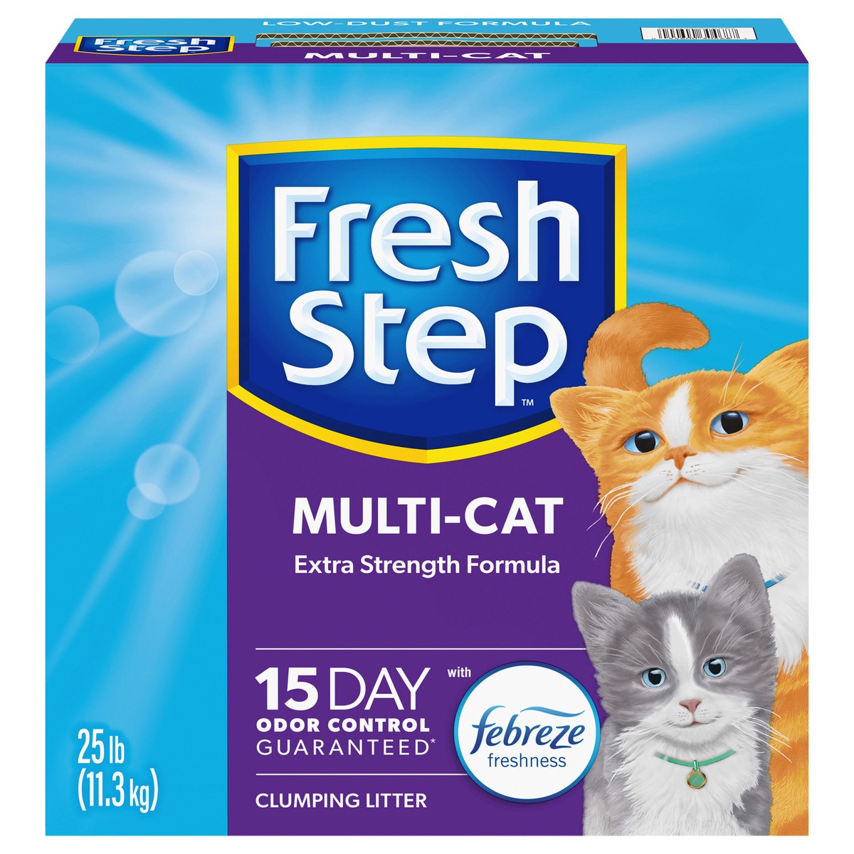 slide 1 of 9, Fresh Step Multi-Cat With Febreze Freshness Scented Clumping Cat Litter, 25 lb