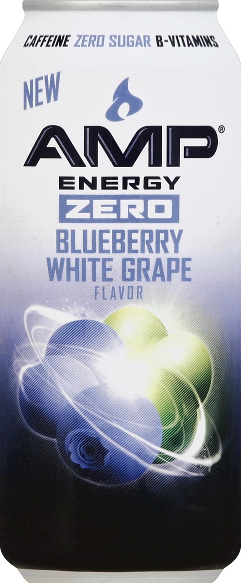 slide 2 of 4, AMP Energy Zero Energy Drink Blueberry White Grape 16 Fl Oz Can, 16 oz