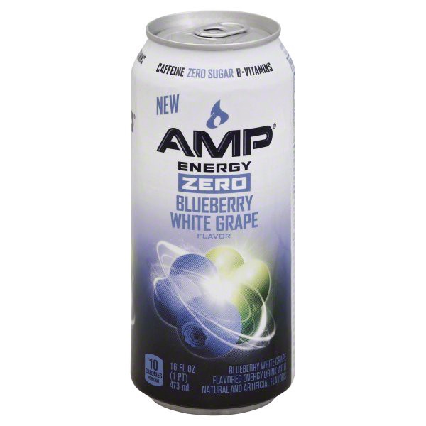 slide 1 of 2, AMP Zero Blue White Grape Energy Drink, 16 fl oz
