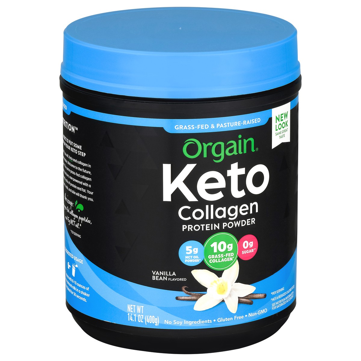 slide 3 of 14, Orgain Keto Collagen Protein Powder, 10g Grass-Fed Collagen, 5g MCT Oil, Vanilla, .88lb, 14.1 oz