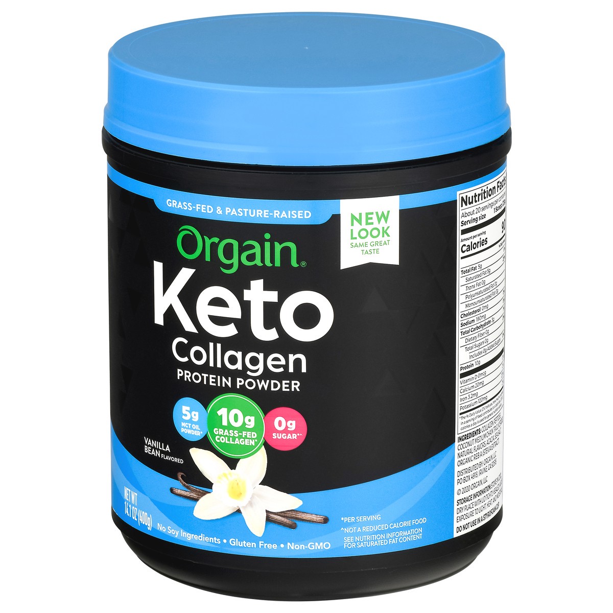 slide 8 of 14, Orgain Keto Collagen Protein Powder, 10g Grass-Fed Collagen, 5g MCT Oil, Vanilla, .88lb, 14.1 oz