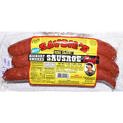 slide 1 of 1, Savoie's Mild Smoked Beef Sausage, 16 oz