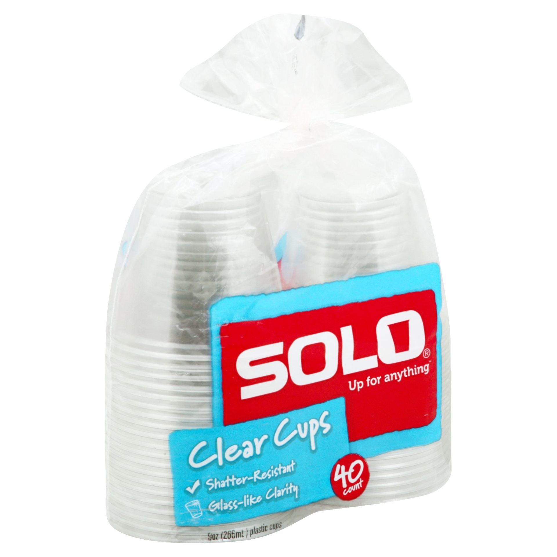 slide 1 of 1, Solo Cups, Clear, 9 Ounce, 40 ct