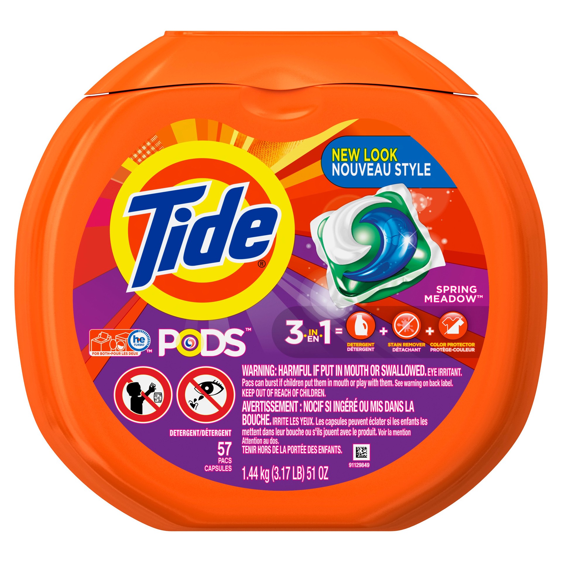 slide 1 of 1, Tide PODS Spring Meadow Laundry Detergent, 57 ct