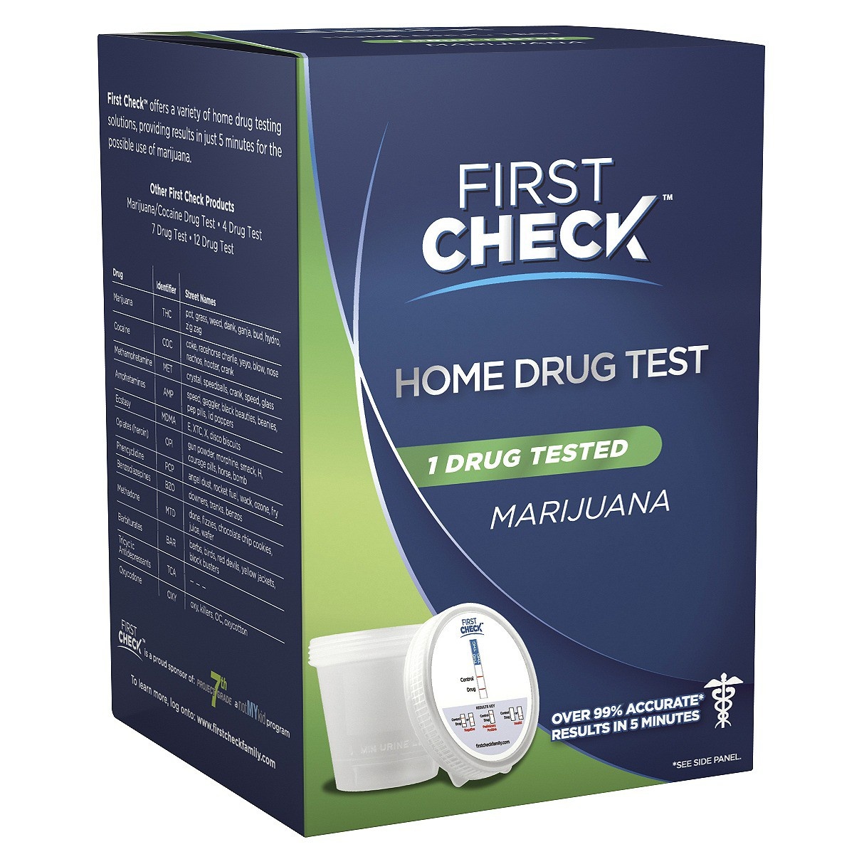 slide 1 of 1, First Check Marijuana Home Drug Test Panel, 1 ct