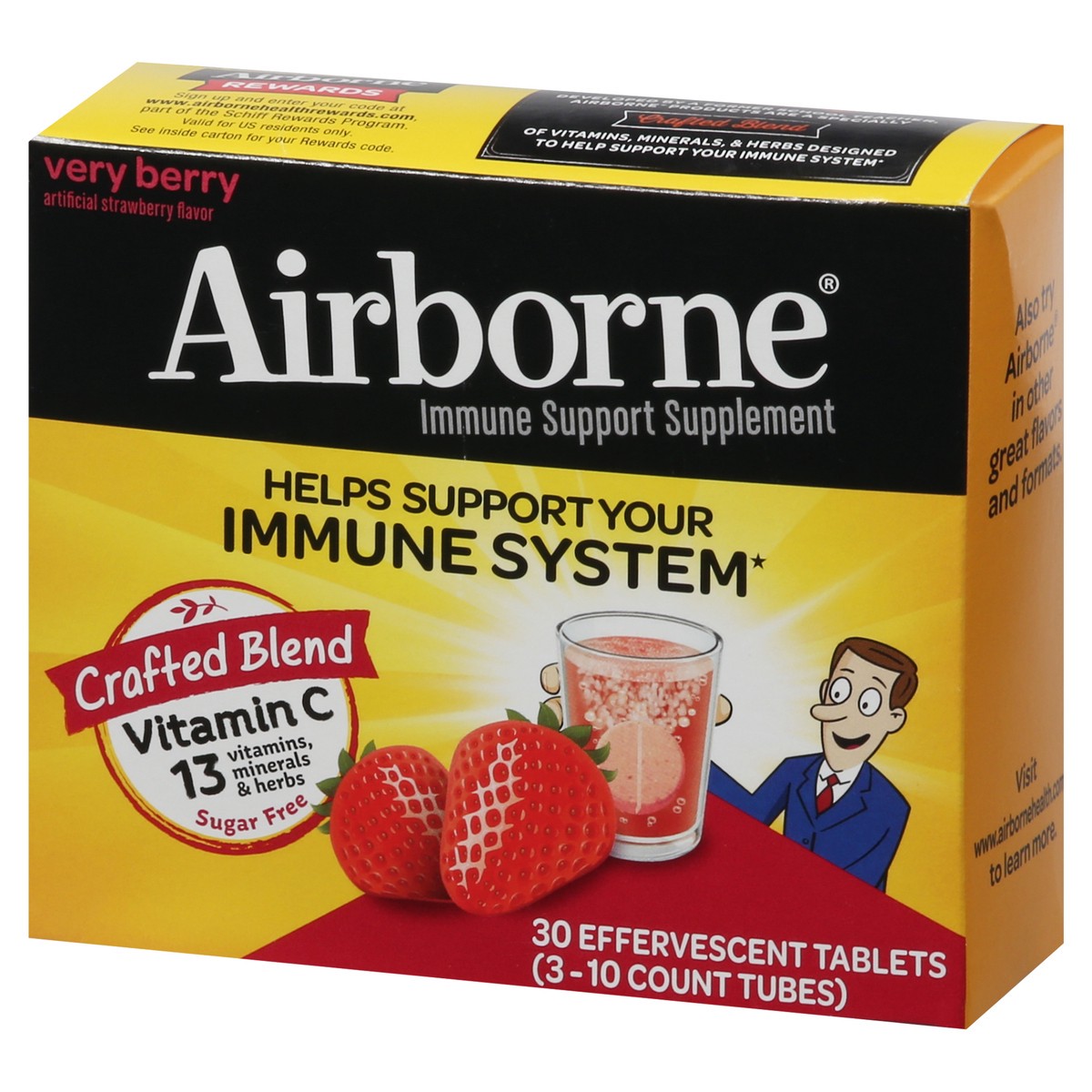 slide 11 of 14, Airborne Very Berry Effervescent Tablets, 30 count - 1000mg of Vitamin C, Immune Support Supplement, 30 ct