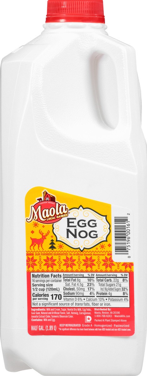 slide 2 of 13, Maola Eggnog Half Gallon, Ultra-Pasteurized, 0.50 gal