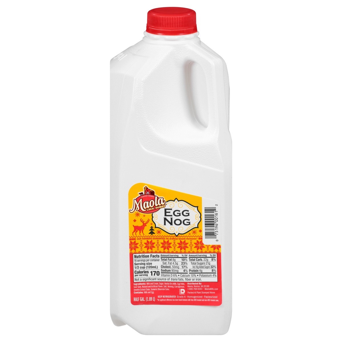 slide 7 of 13, Maola Eggnog Half Gallon, Ultra-Pasteurized, 0.50 gal