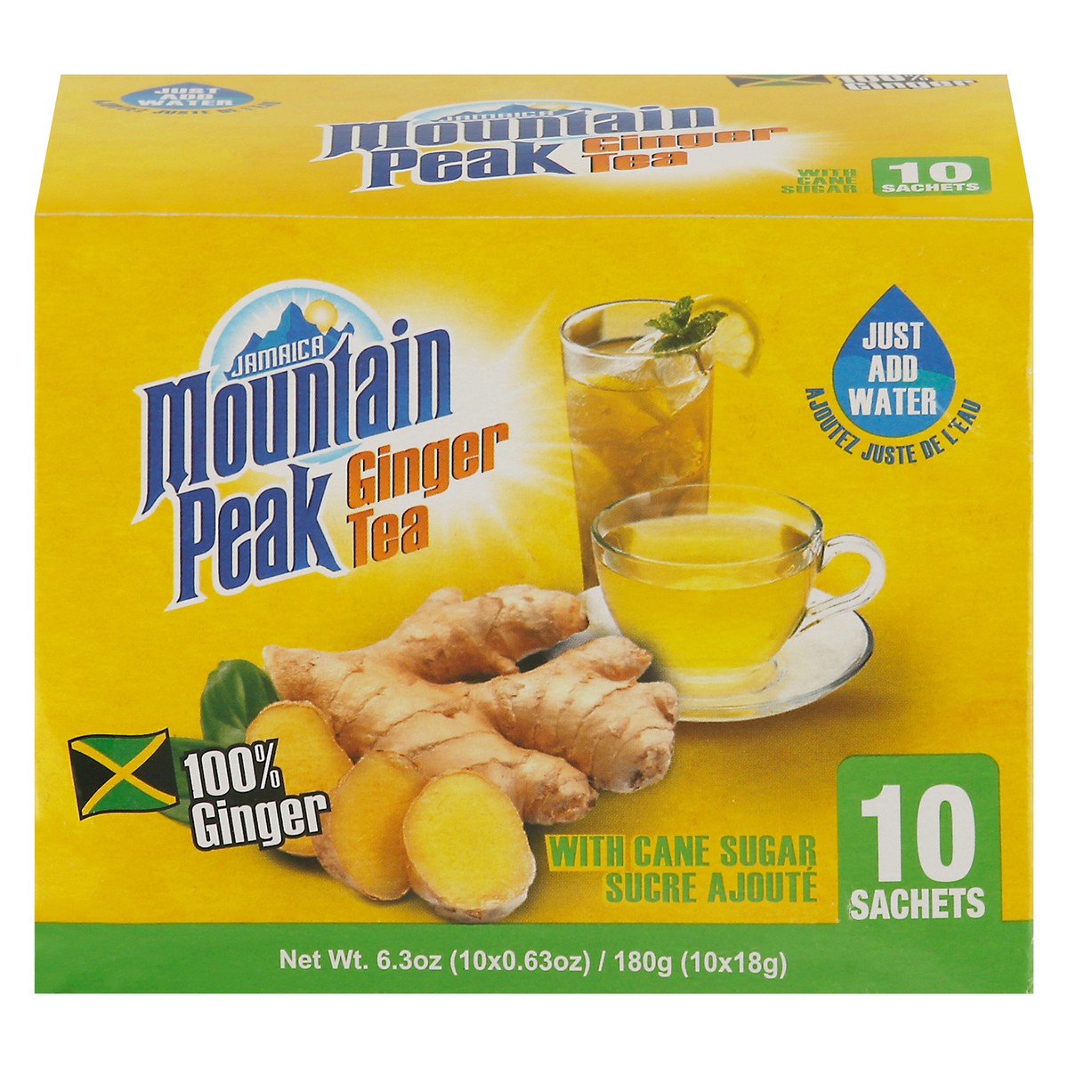slide 13 of 14, Jamaica Mountain Peak Ginger Tea with Cane Sugar 10 - 0.63 oz Sachets, 10 ct