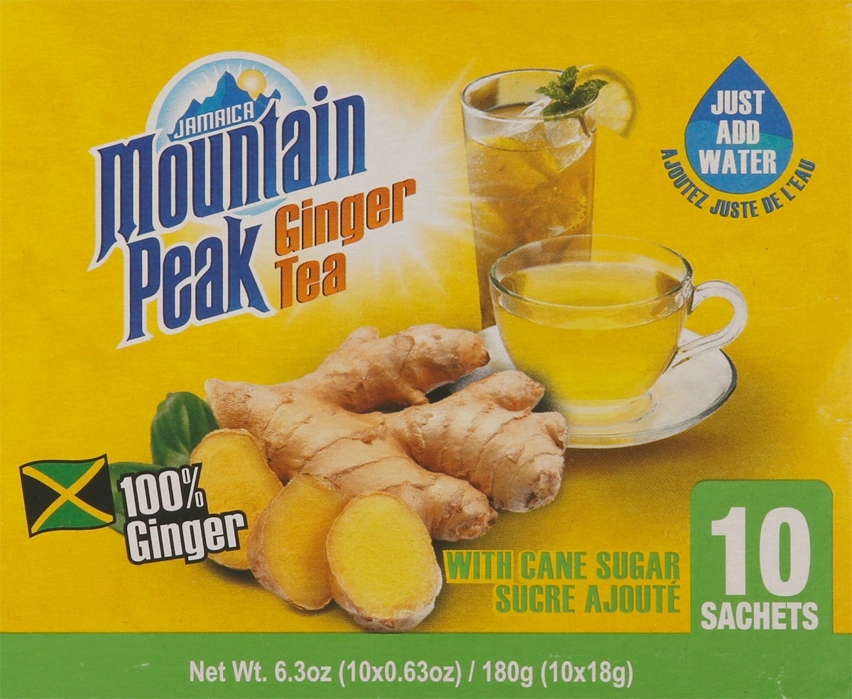 slide 6 of 14, Jamaica Mountain Peak Ginger Tea with Cane Sugar 10 - 0.63 oz Sachets, 10 ct