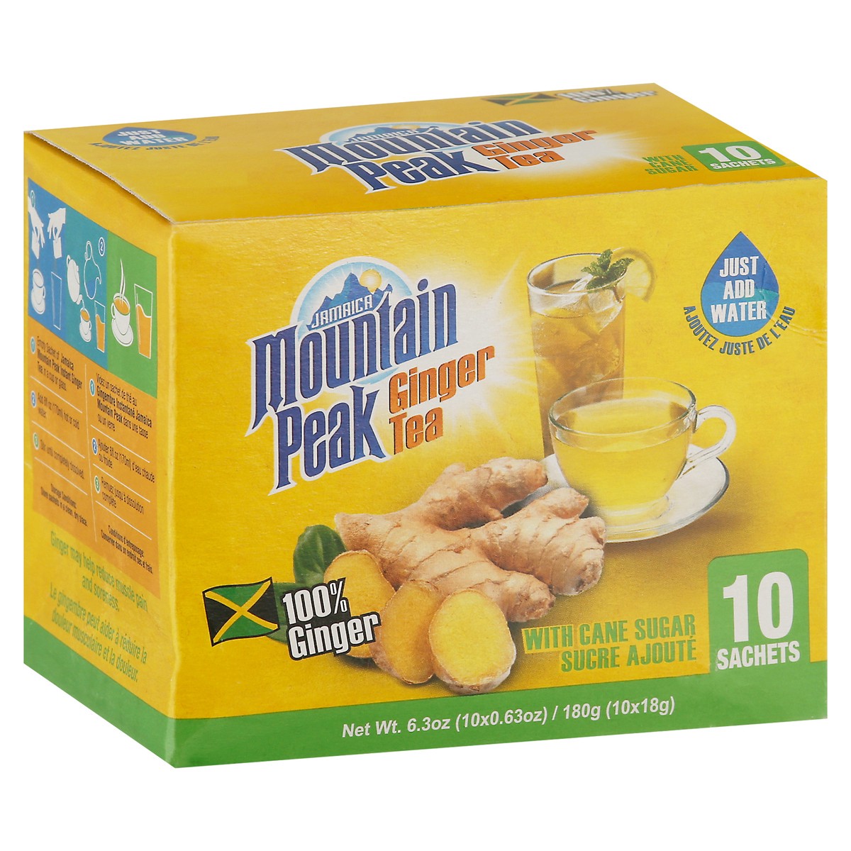 slide 9 of 14, Jamaica Mountain Peak Ginger Tea with Cane Sugar 10 - 0.63 oz Sachets, 10 ct