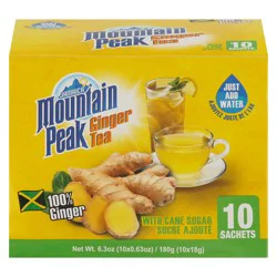 Jamaica Mountain Peak Ginger Tea with Cane Sugar Sachets - 10 ct