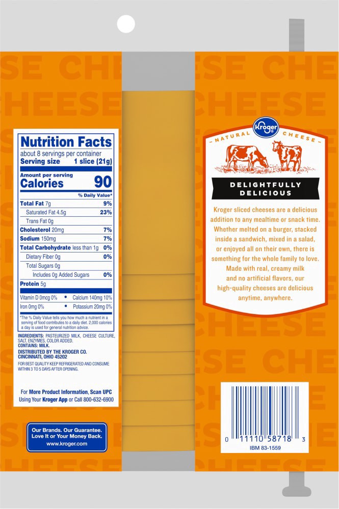 slide 2 of 2, Kroger Medium Cheddar Cheese Slices, 6 oz
