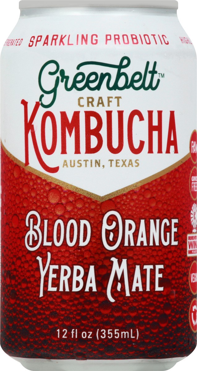 slide 8 of 13, Greenbelt Sparkling Probiotic Blood Orange Yerba Mate Kombucha 12 oz, 12 oz