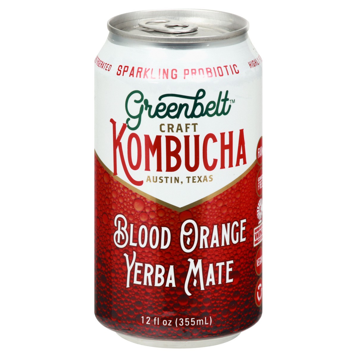 slide 11 of 13, Greenbelt Sparkling Probiotic Blood Orange Yerba Mate Kombucha 12 oz, 12 oz