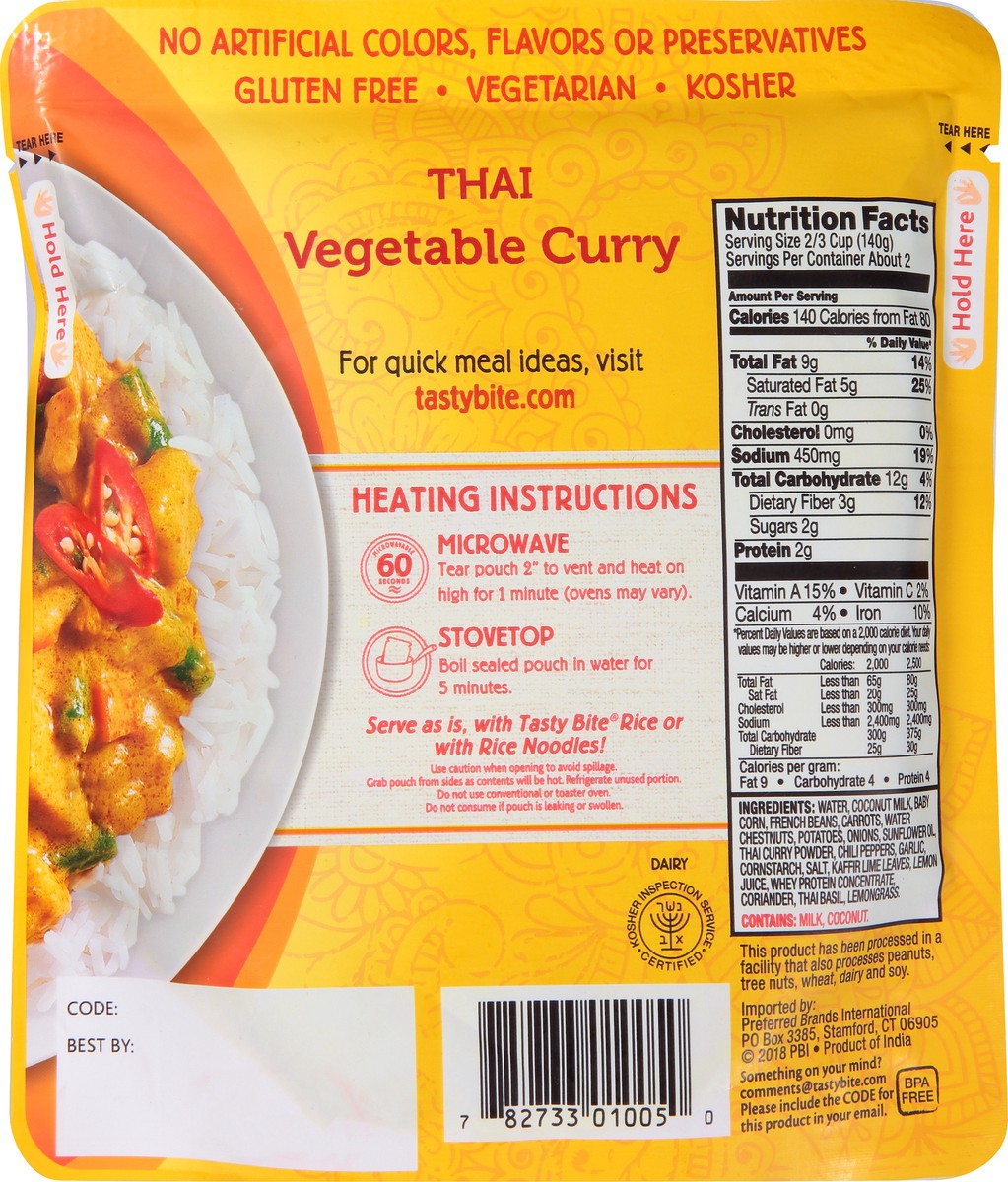 slide 13 of 13, Tasty Bite Hot & Spicy Thai Veg Curry, 10 oz