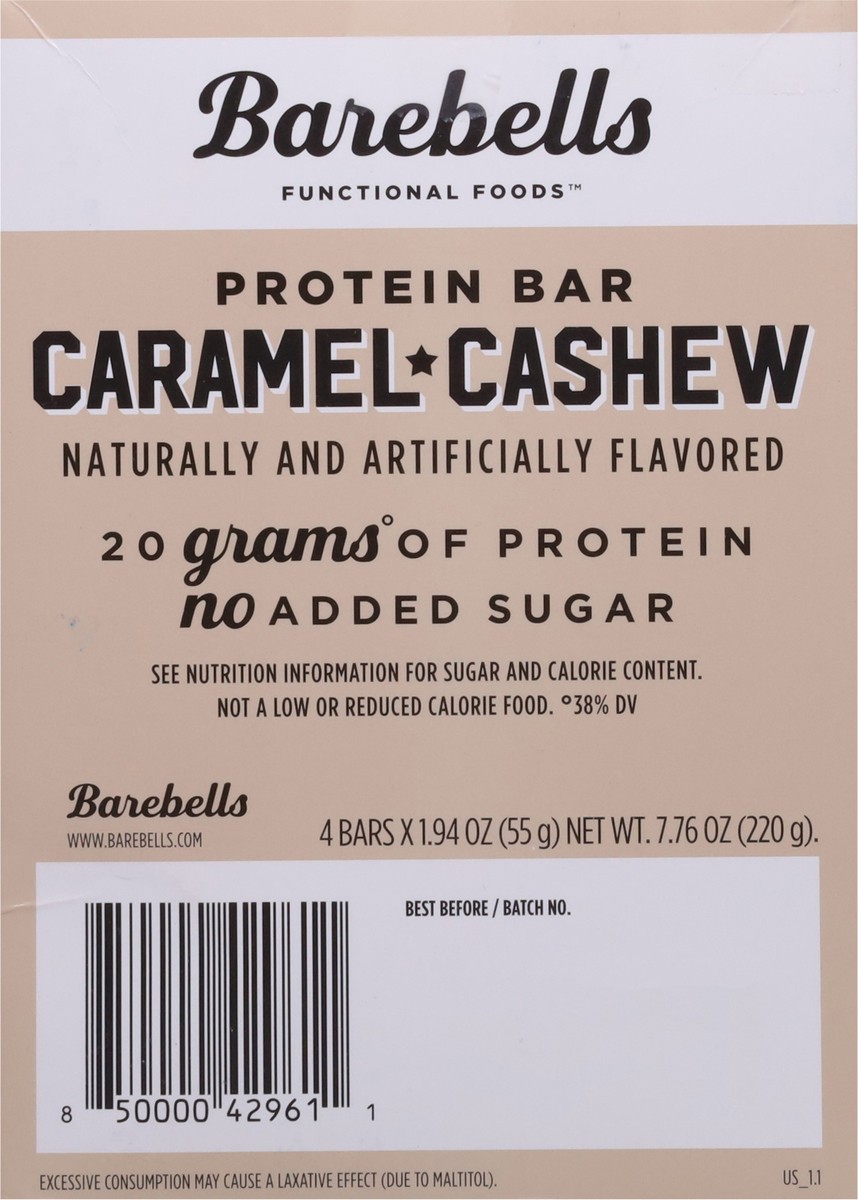 slide 13 of 13, Barebells Caramel + Cashew Protein Bars 4 - 1.94 oz Bars, 4 ct