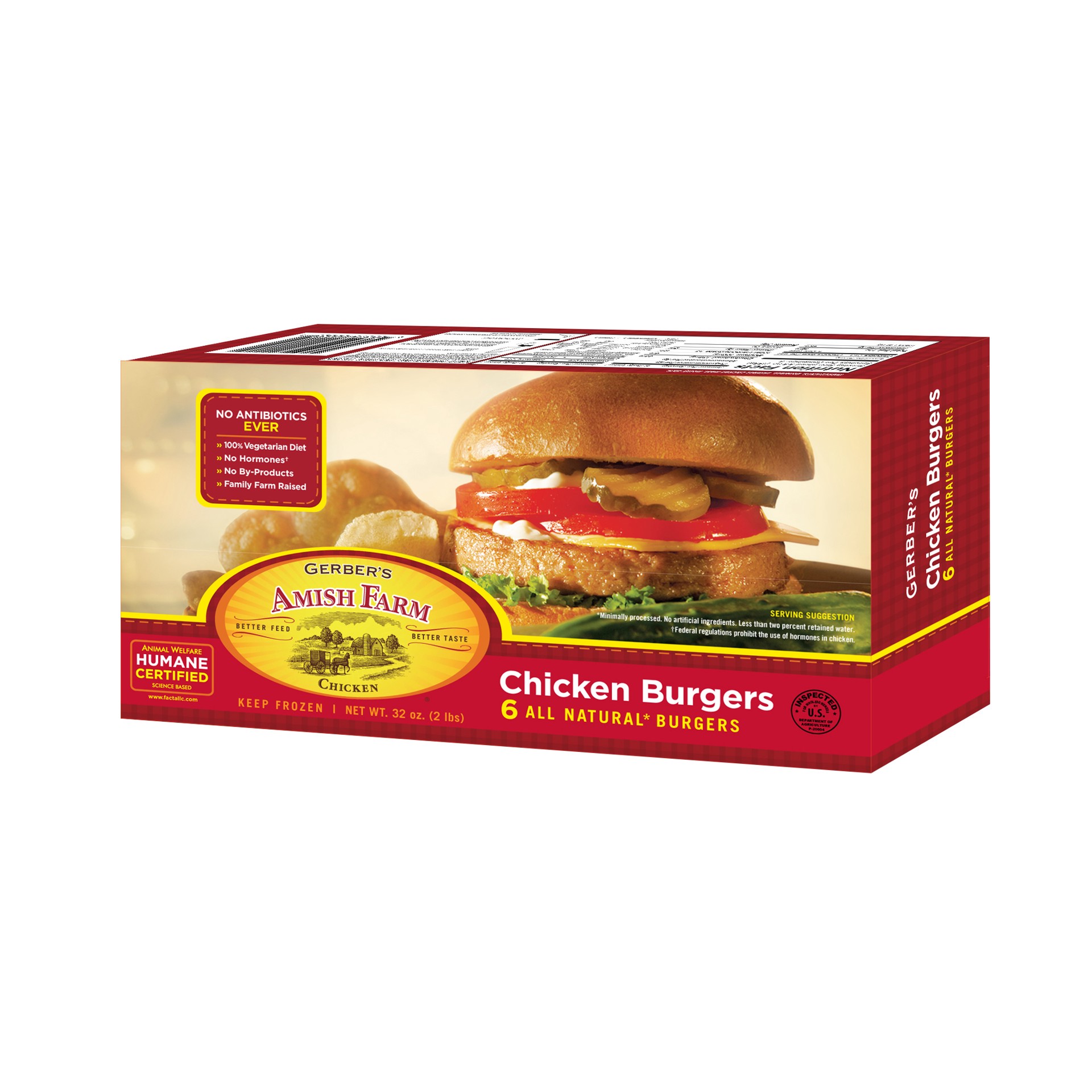 slide 1 of 1, +Gerber Chicken Burgers, 32 oz