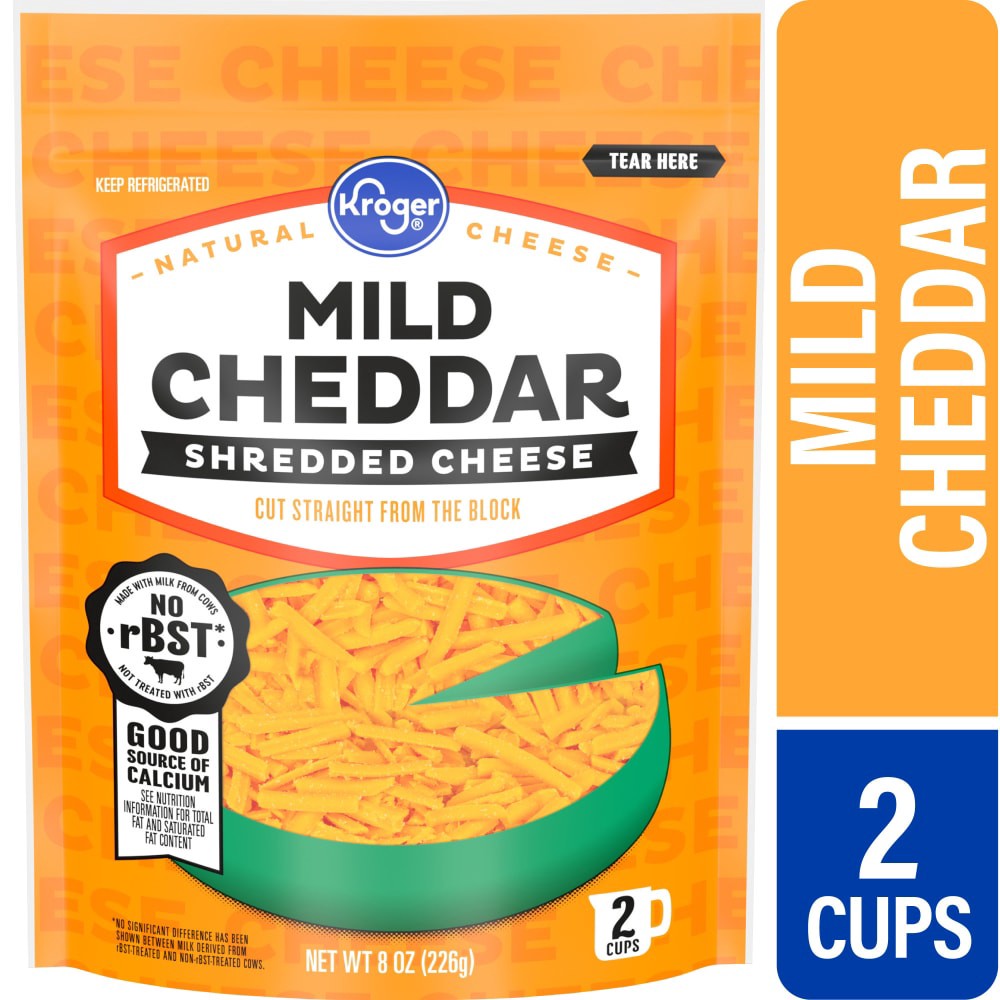 slide 1 of 4, Kroger Shredded Mild Cheddar Cheese, 8 oz