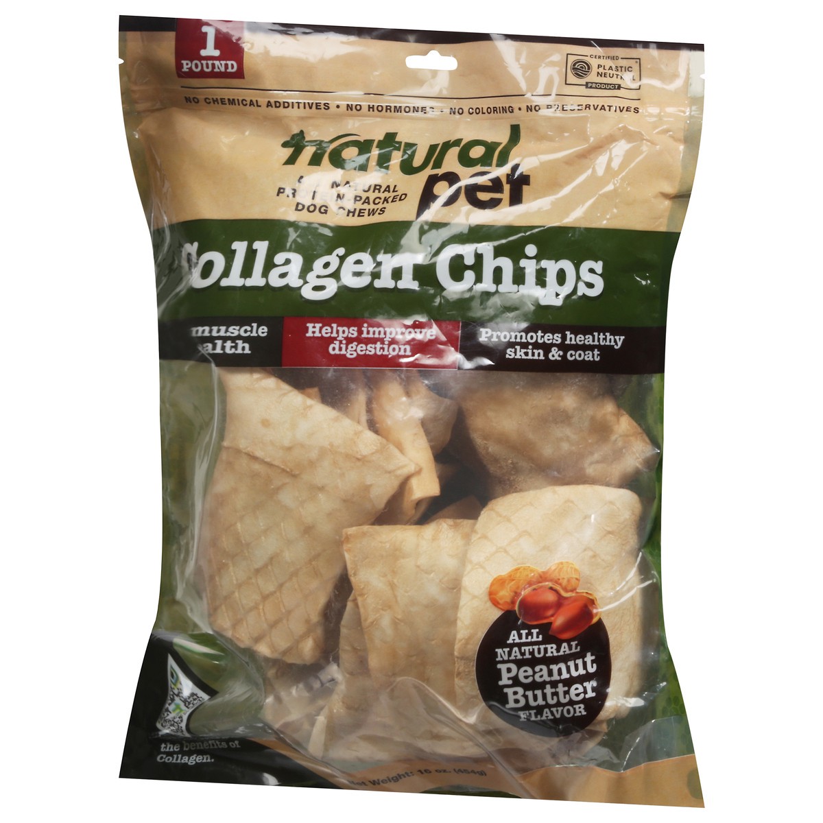 slide 9 of 9, Natural Pet Collagen Chips Peanut Butter Flavor Dog Chews 16 oz, 16 oz