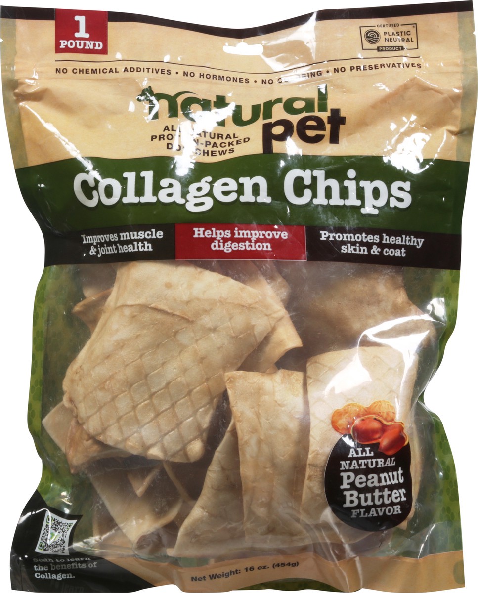 slide 8 of 9, Natural Pet Collagen Chips Peanut Butter Flavor Dog Chews 16 oz, 16 oz