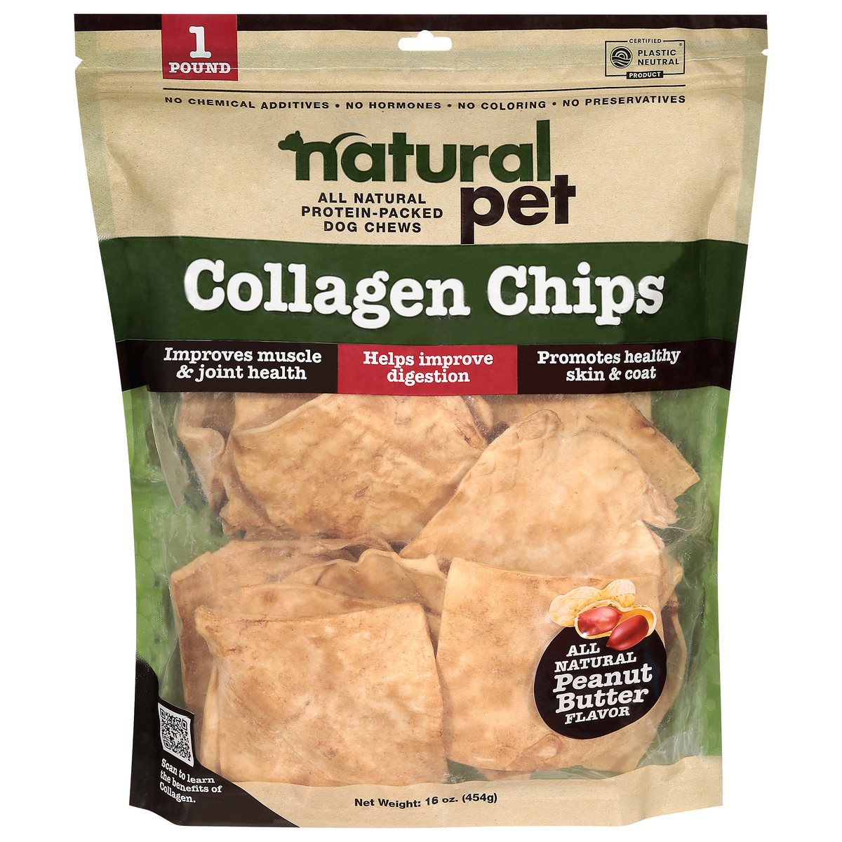 slide 1 of 9, Natural Pet Collagen Chips Peanut Butter Flavor Dog Chews 16 oz, 16 oz