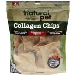 Natural Pet Collagen Chips Peanut Butter Flavor Dog Chews 16 oz