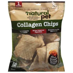 Natural Pet Collagen Chips Peanut Butter Flavor Dog Chews 16 oz