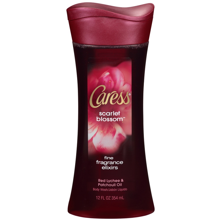 slide 1 of 7, Caress Scarlet Blossom Fine Fragrance Elixirs Body Wash, Red Lychee & Patchouli Oil, 12 oz