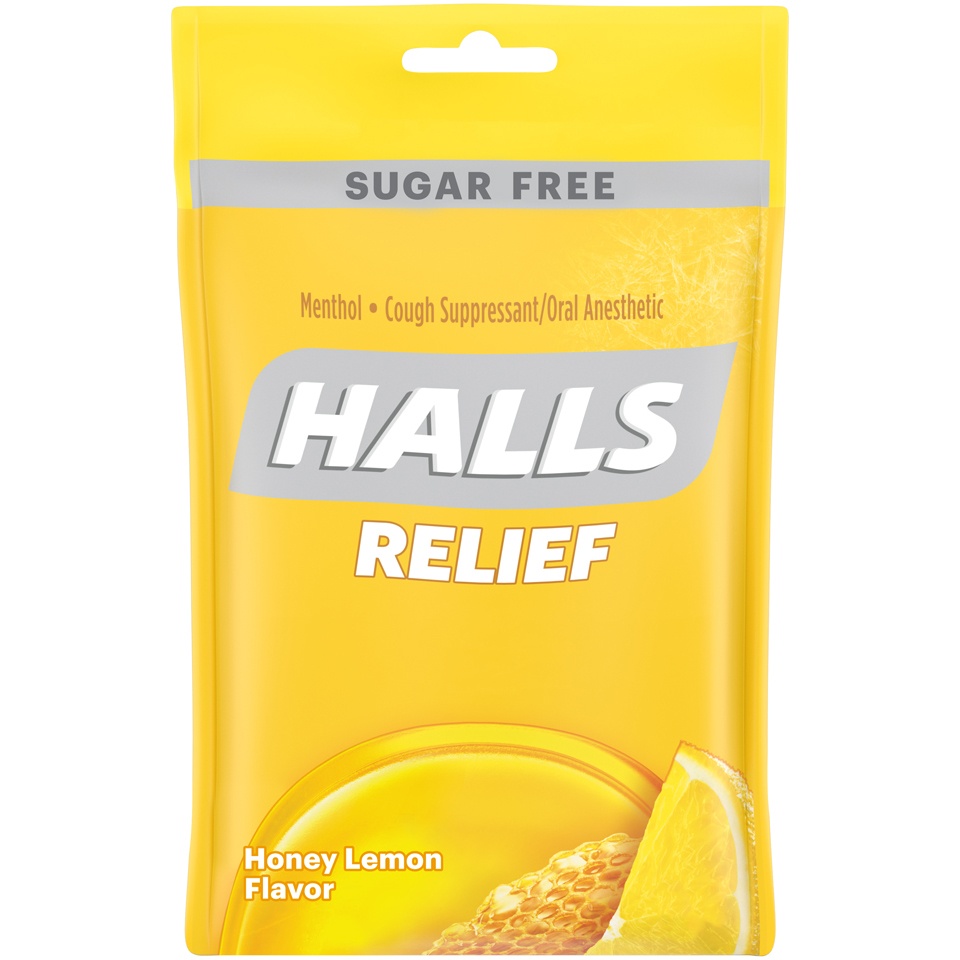 slide 2 of 7, Halls Sugar-Free Triple Soothing Action Cough Drops Honey Lemon, 30 ct