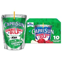 Capri Sun Game Day Gulp Juice Drink Blend Juice Boxes, 10 Pouches, For School Lunches and Tailgates, All Natural Ingredients, 6 oz