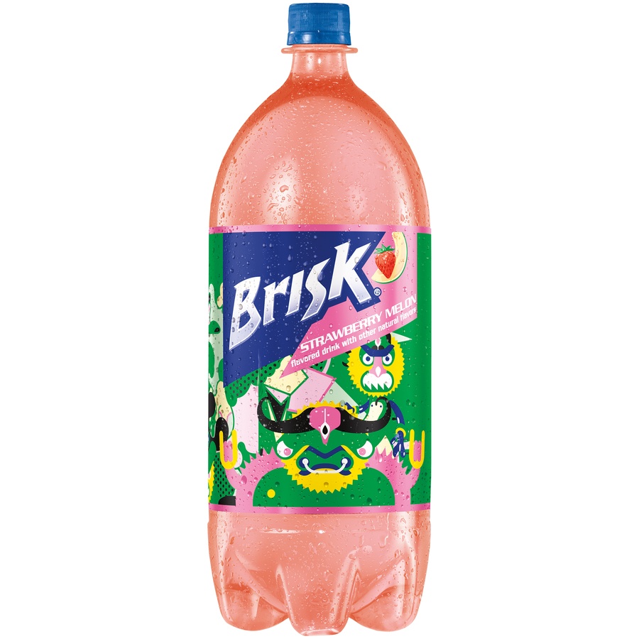 slide 1 of 1, Brisk Strawberry Melon Flavored Drink, 2 liter